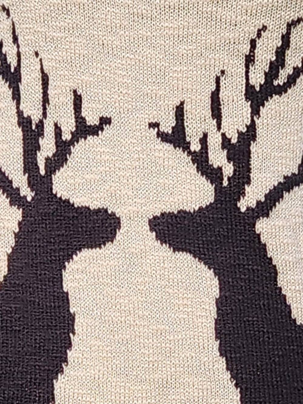 Minimal Reindeer Tunic Sweater Beige Black Christmas Winter Deer extra small 34 - Picture 5 of 8